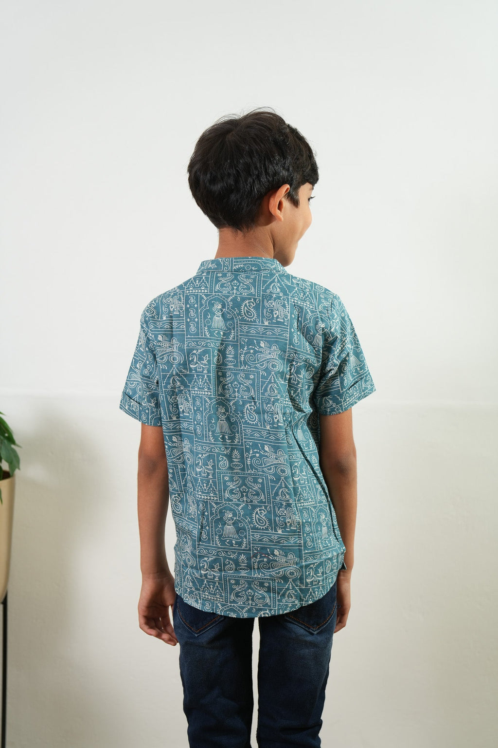 Blue paisley cotton kurta