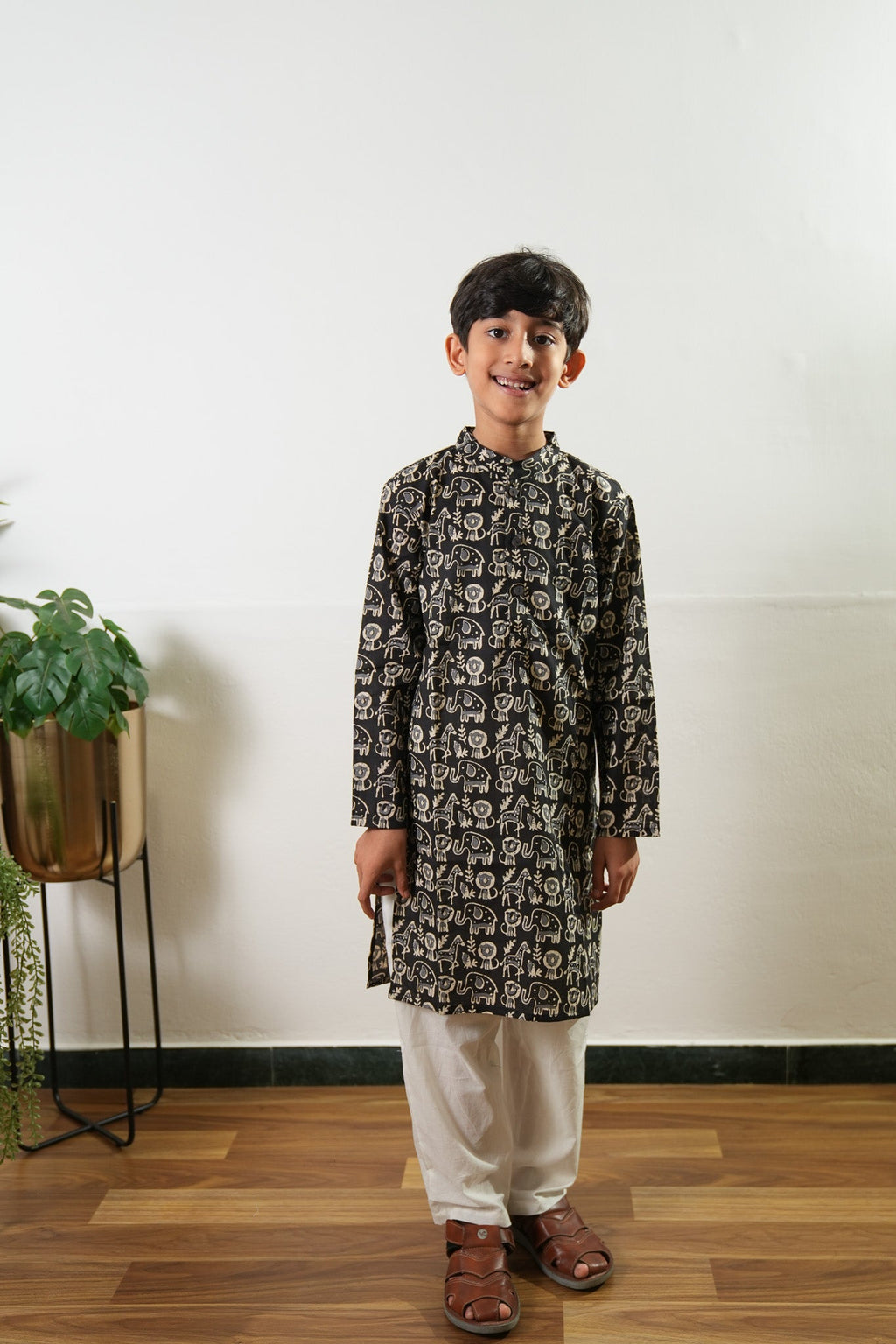 Wild black cotton kurta set