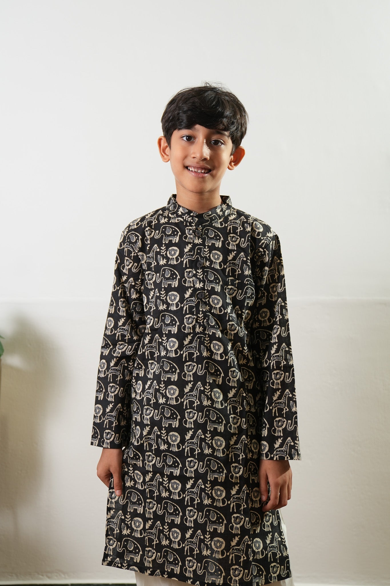 Wild black cotton kurta set