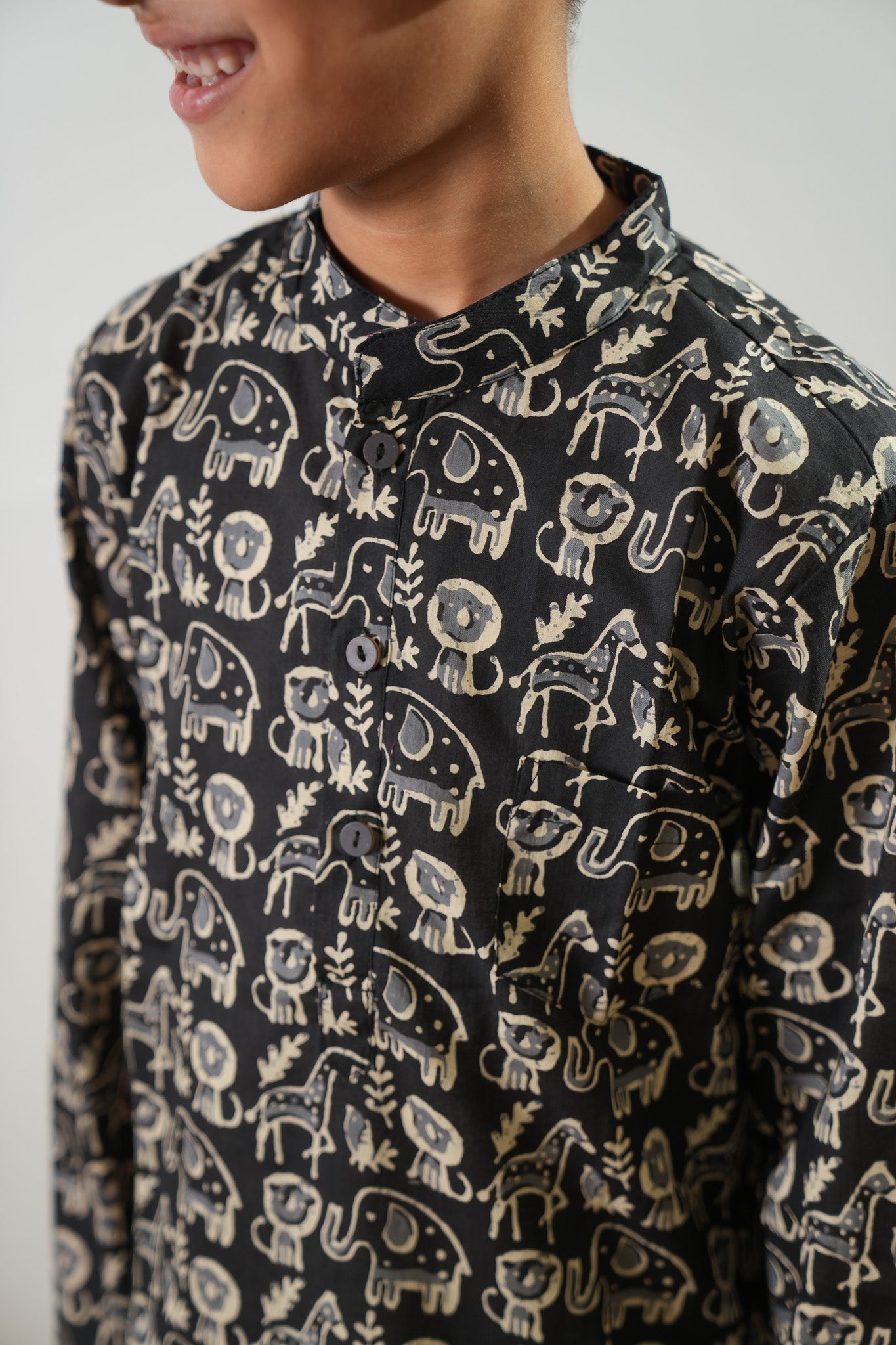Wild black cotton kurta set