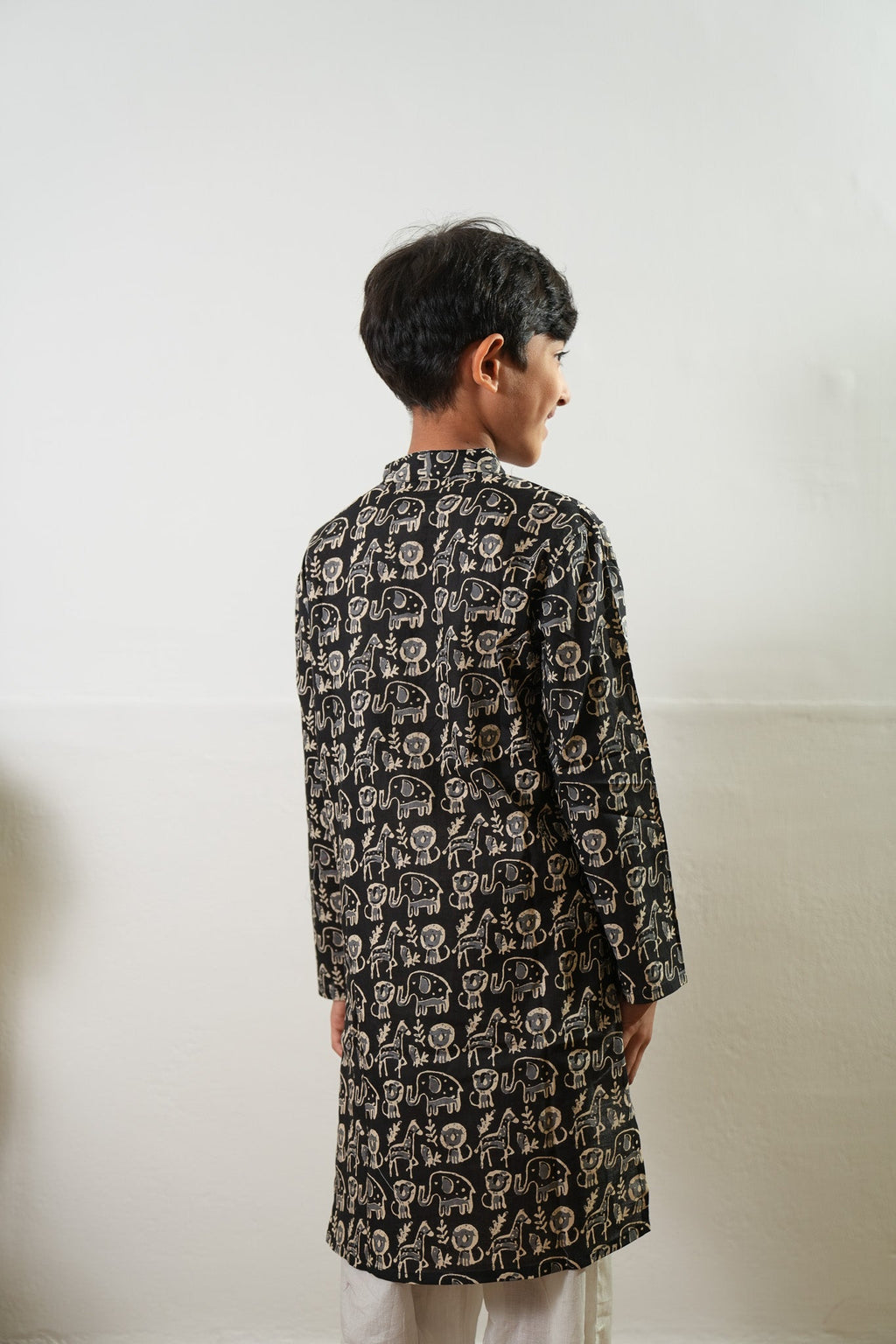 Wild black cotton kurta set