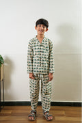 Blue elephant cotton unisex night suit