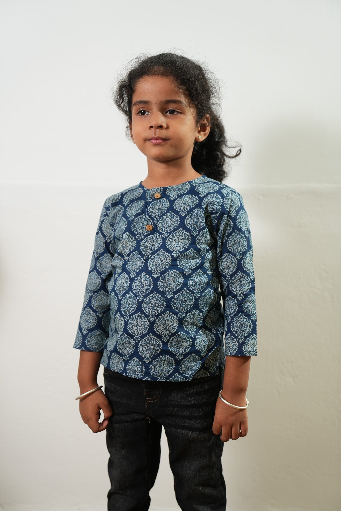Indigo butta cotton kurta