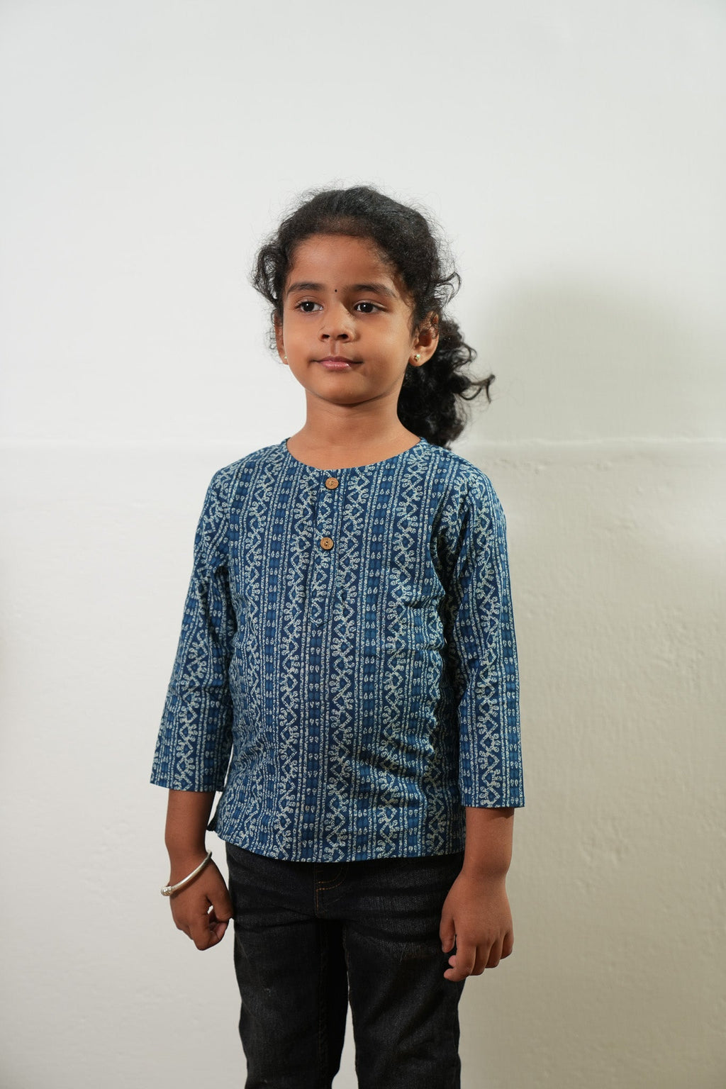 Indigo stripes cotton kurta