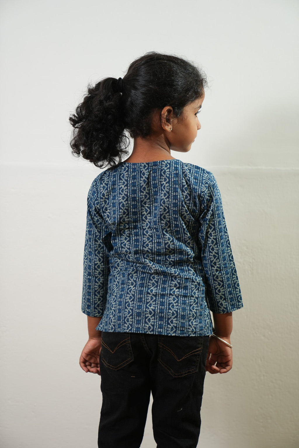 Indigo stripes cotton kurta