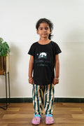 Black stripes knitted cotton night suit