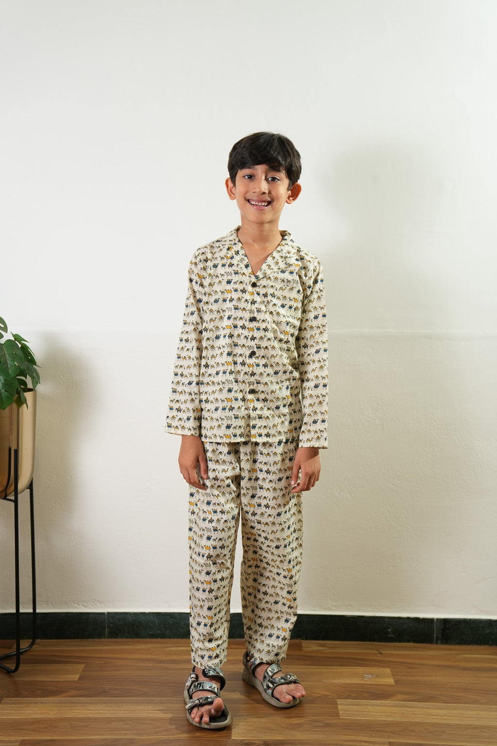 Camel cotton unisex night suit