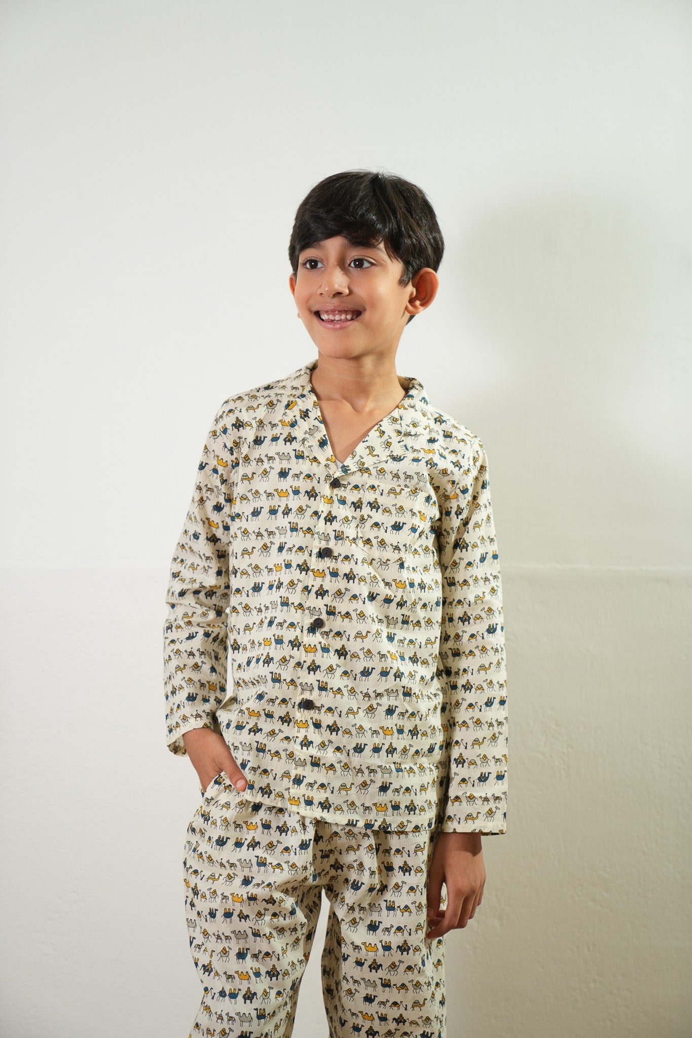 Camel cotton unisex night suit