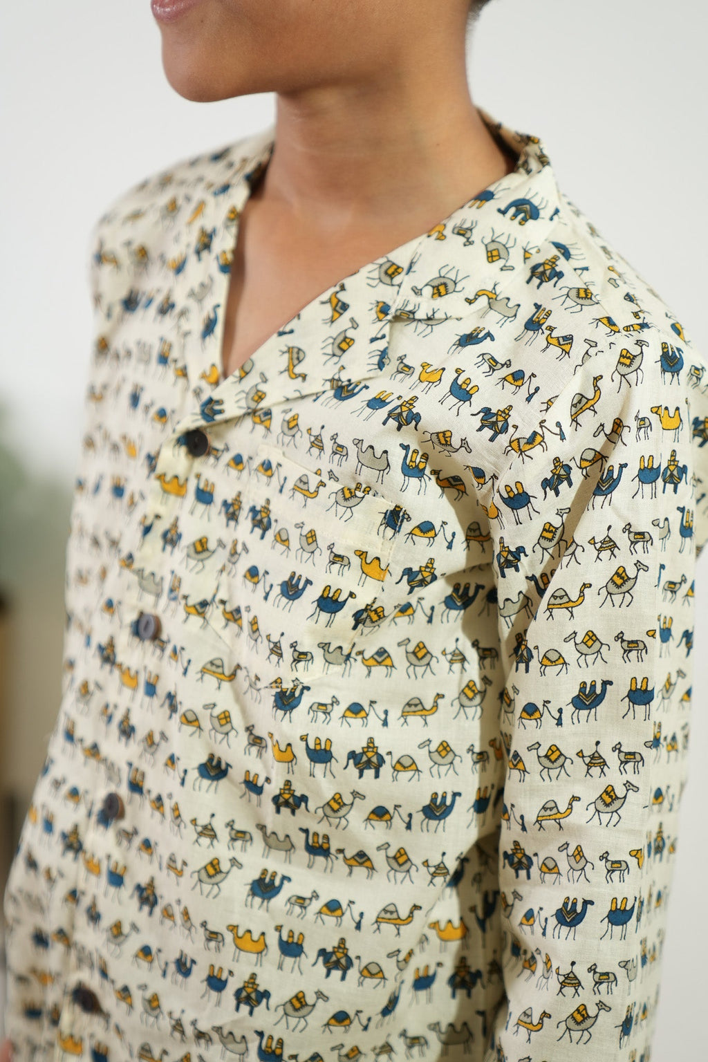 Camel cotton unisex night suit