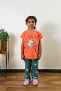 Orange knitted cotton night suit