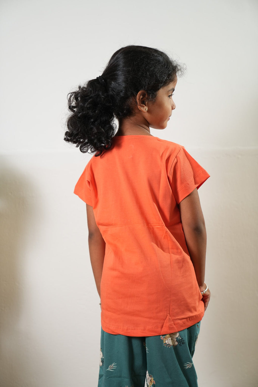 Orange knitted cotton night suit