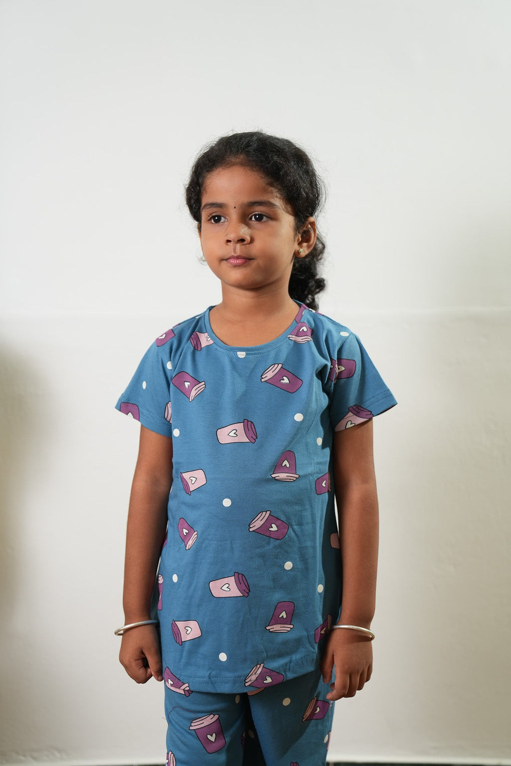 Heart knitted cotton night suit