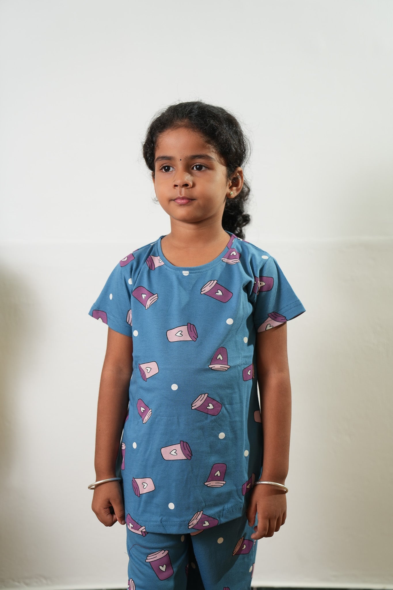 Heart knitted cotton night suit