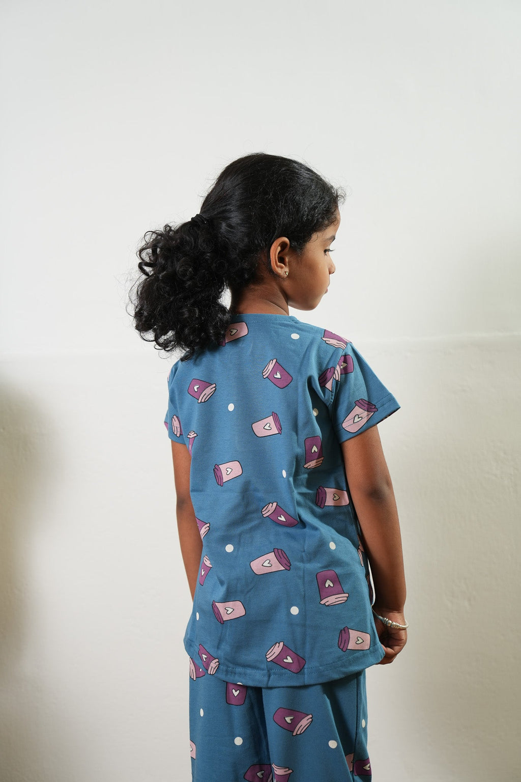 Heart knitted cotton night suit