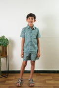 Blue geometric cotton co-ords set