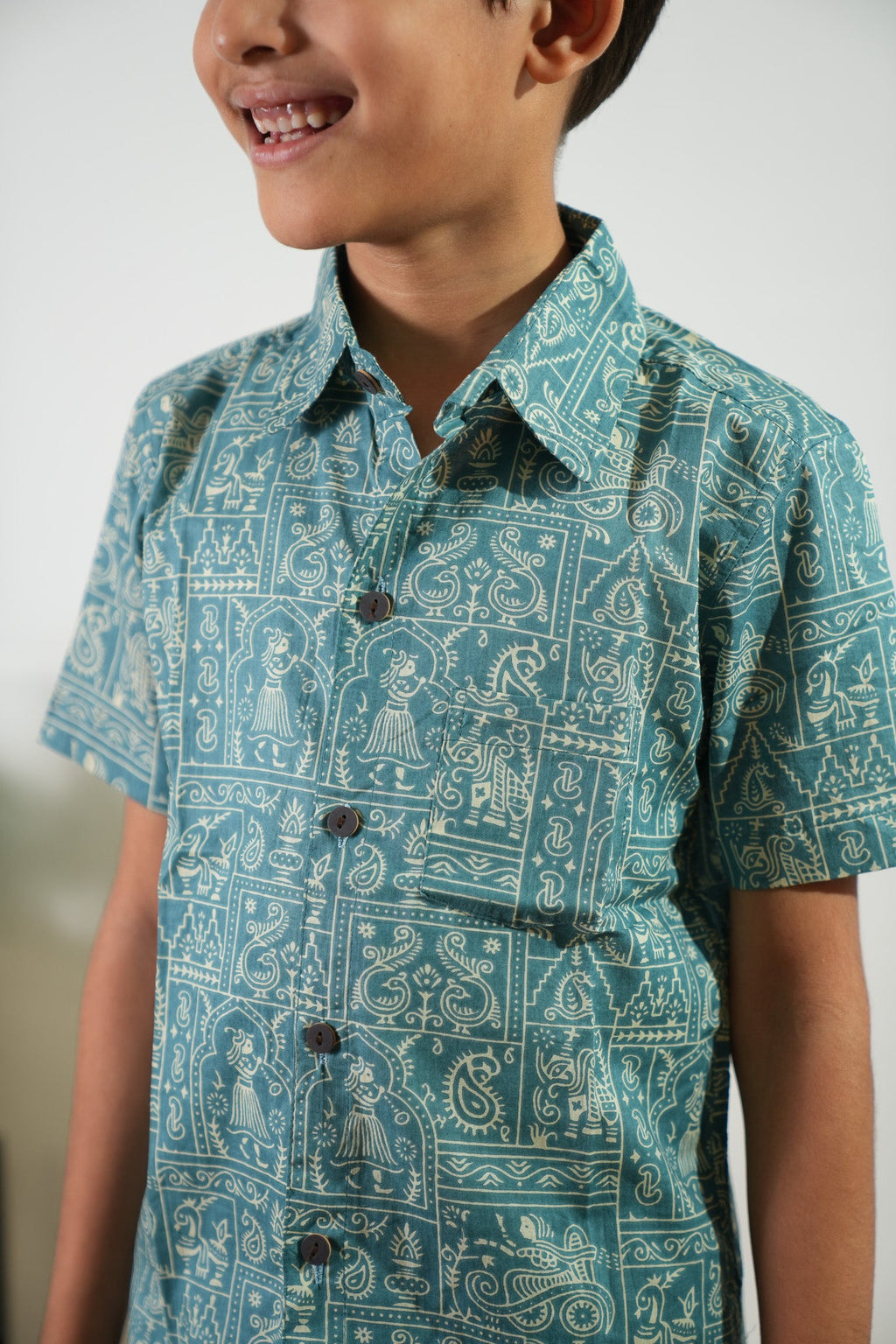 Blue geometric cotton co-ords set