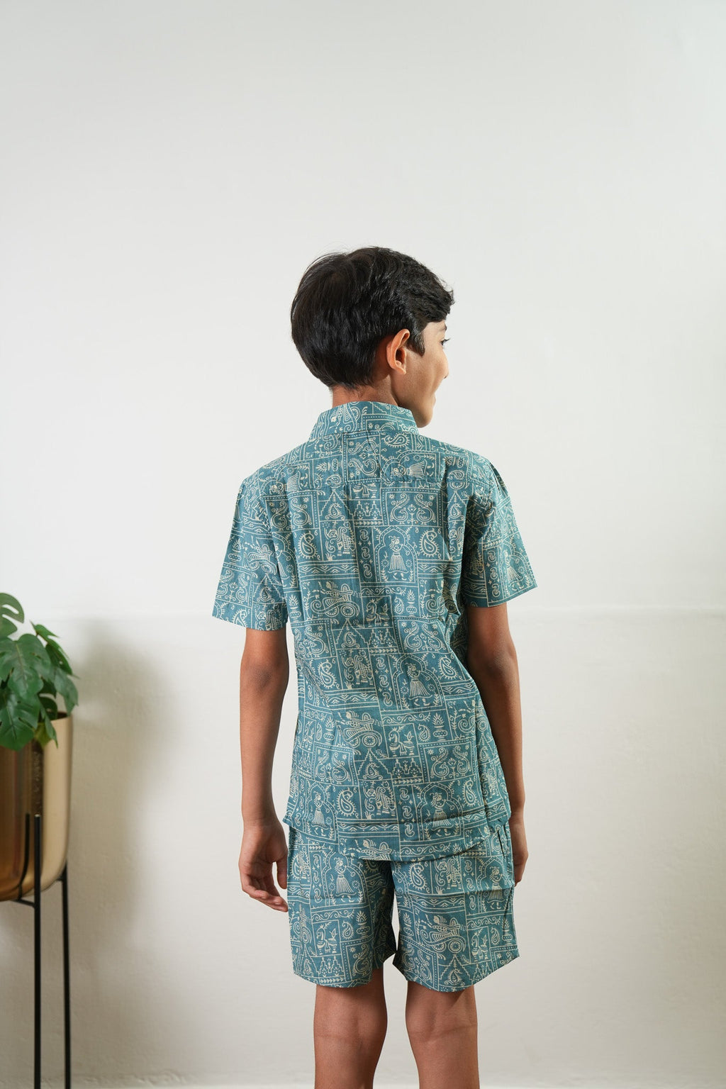 Blue geometric cotton co-ords set