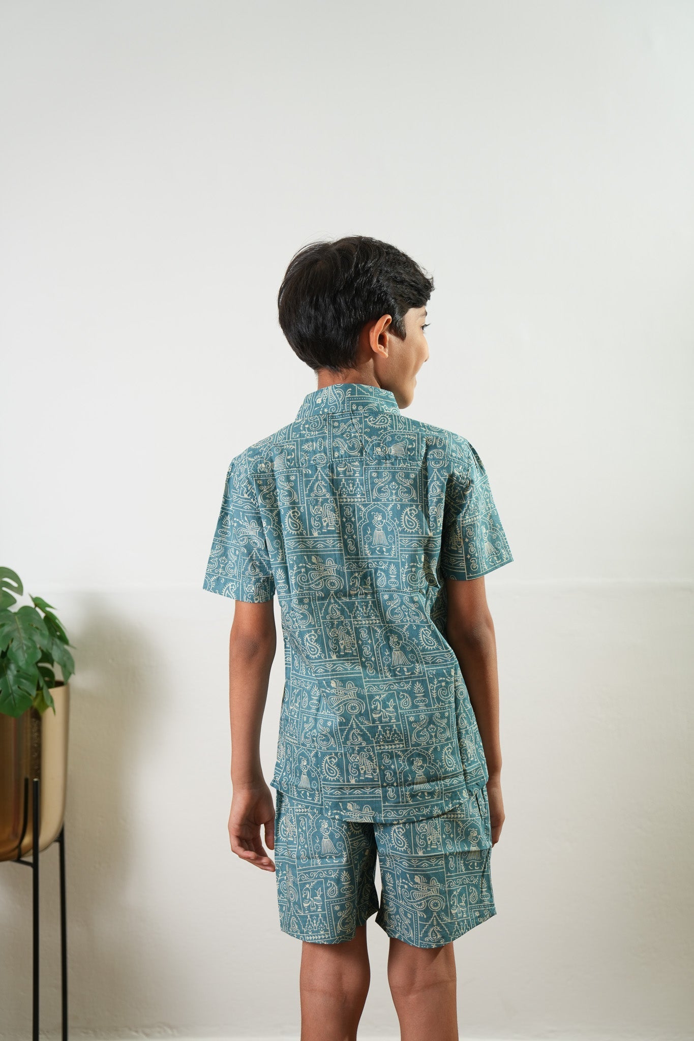 Blue geometric cotton co-ords set