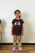 Brown and beige knitted cotton night suit