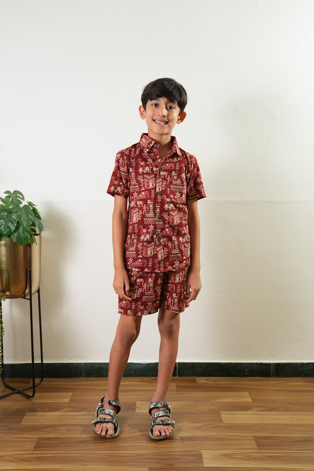 Red elephant cotton co-ords set