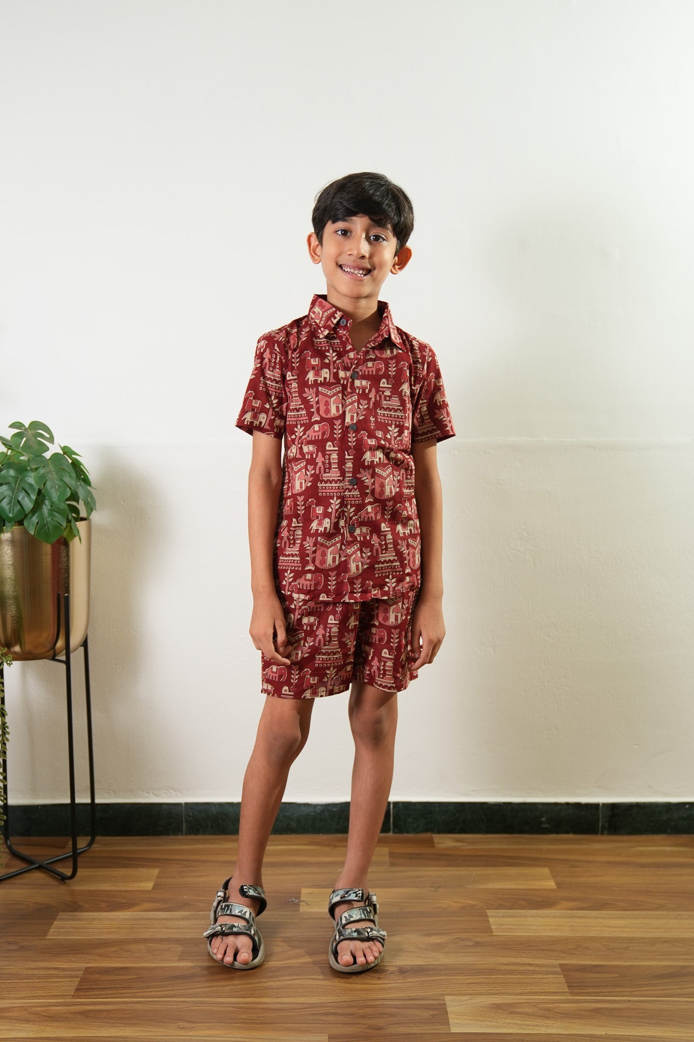 Red elephant cotton co-ords set