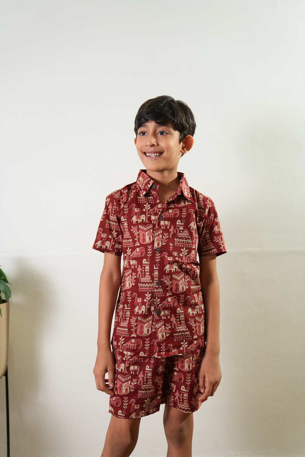 Red elephant cotton co-ords set