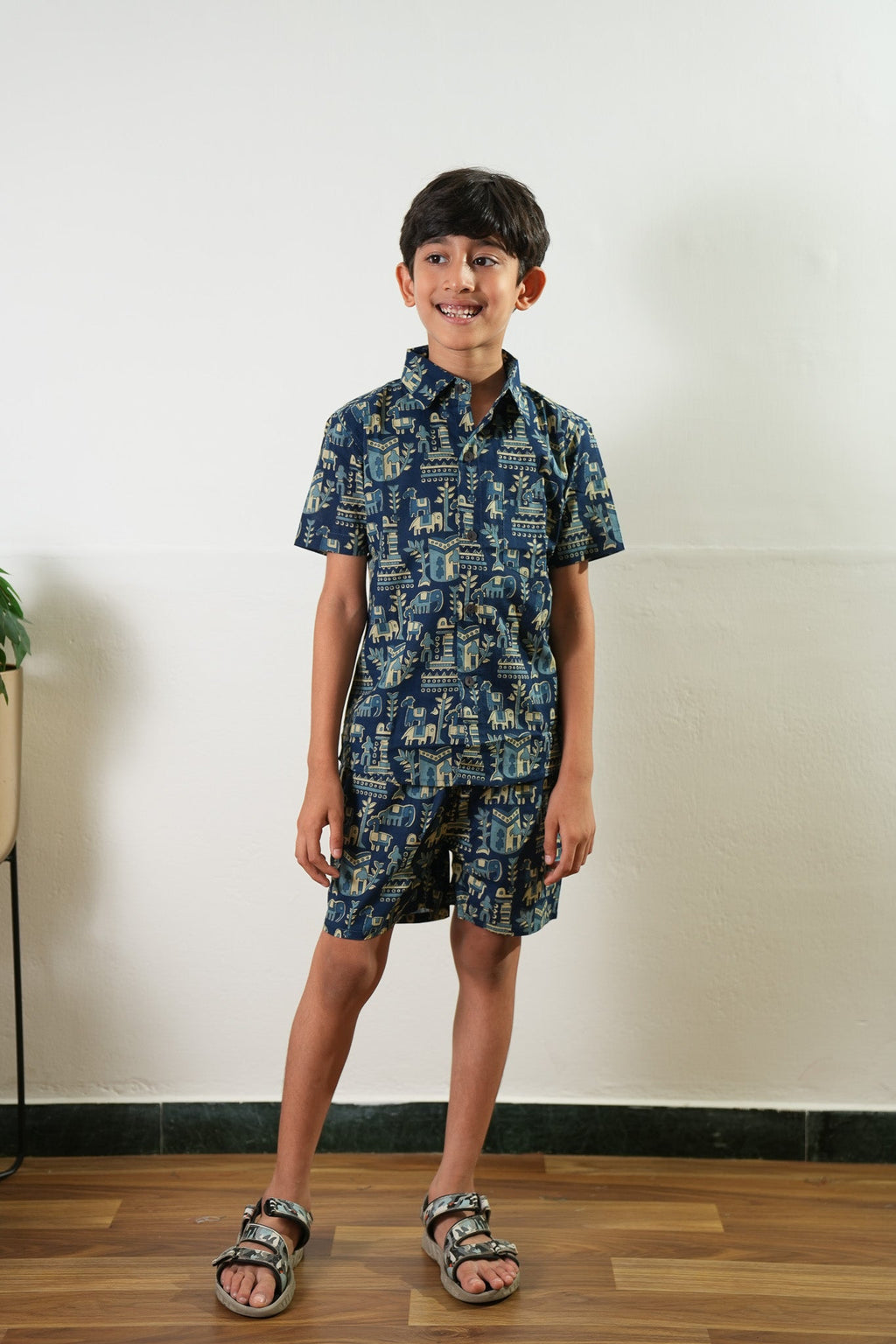 Indigo elephant cotton co-ords set