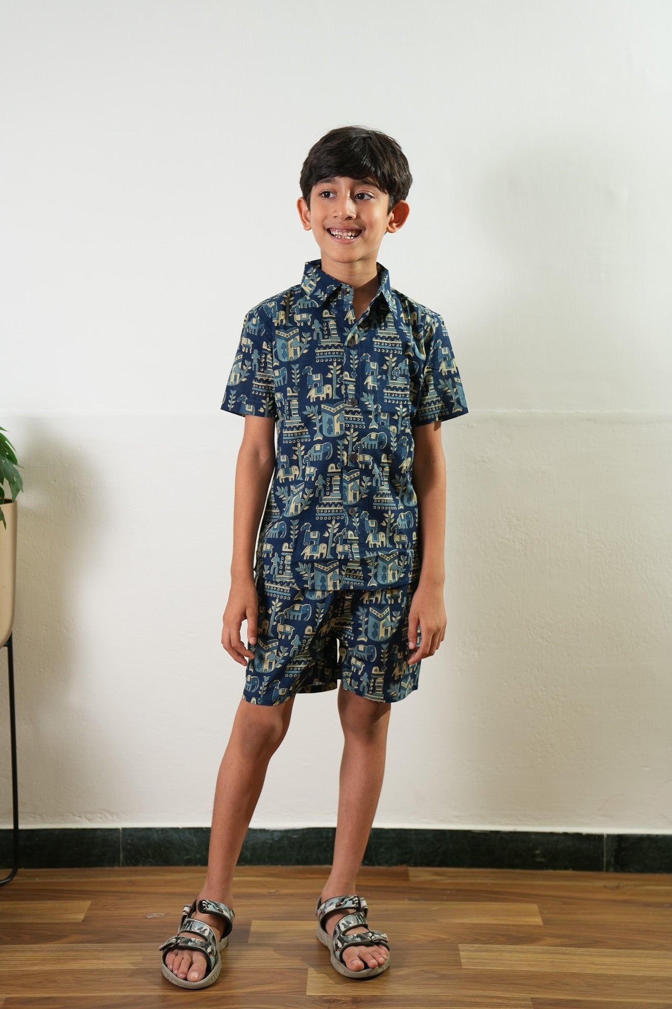 Indigo elephant cotton co-ords set