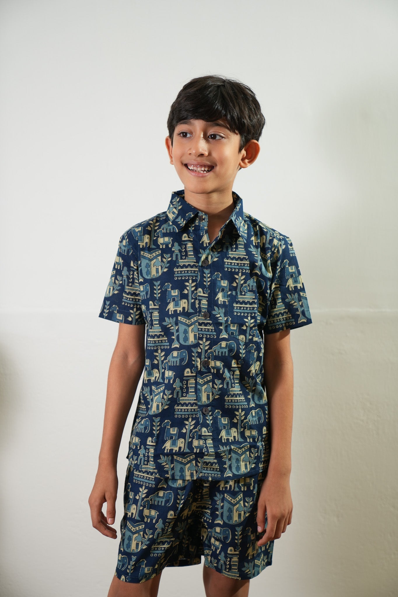 Indigo elephant cotton co-ords set