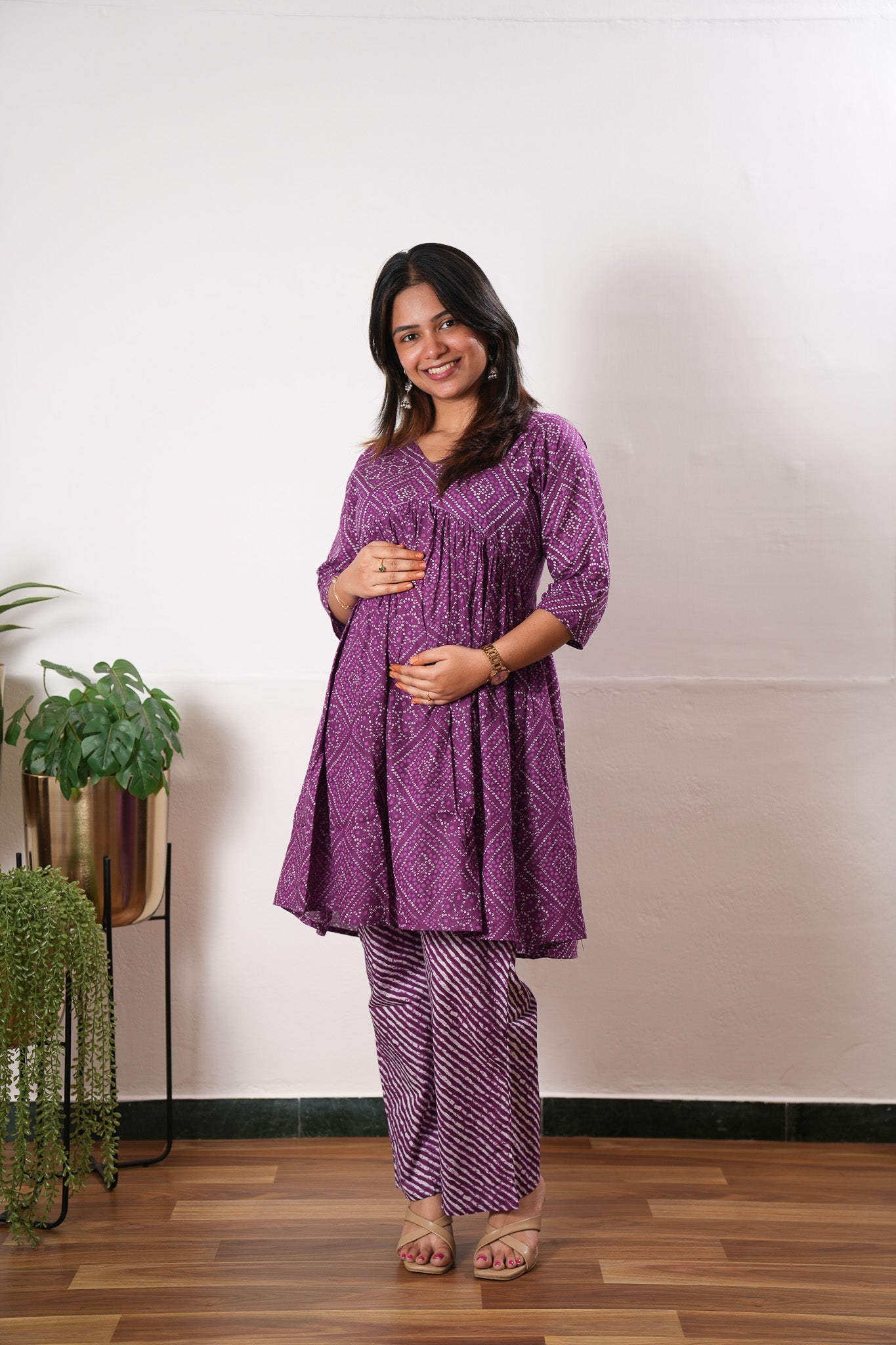 Purple cotton maternity nursing comfies