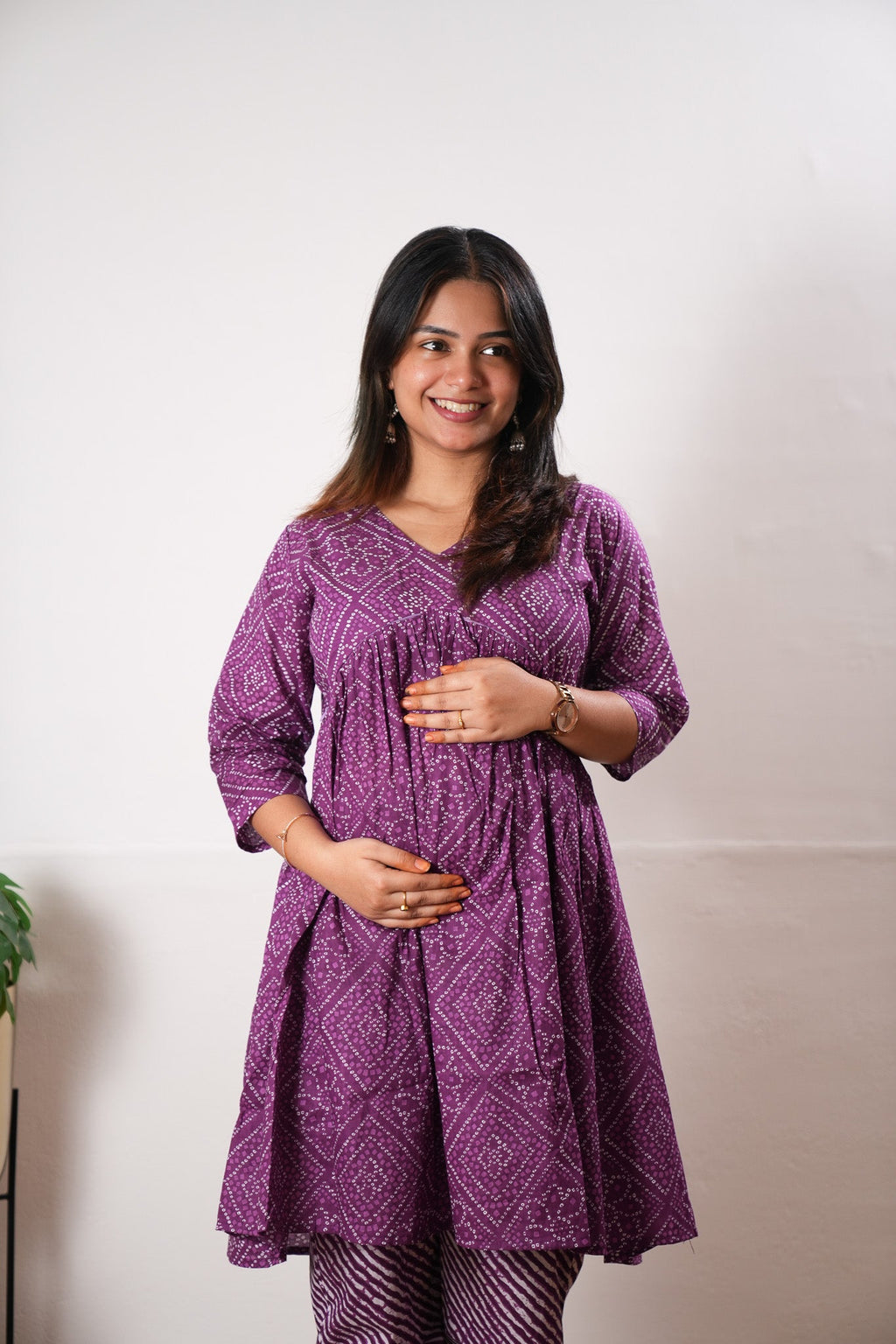 Purple cotton maternity nursing comfies