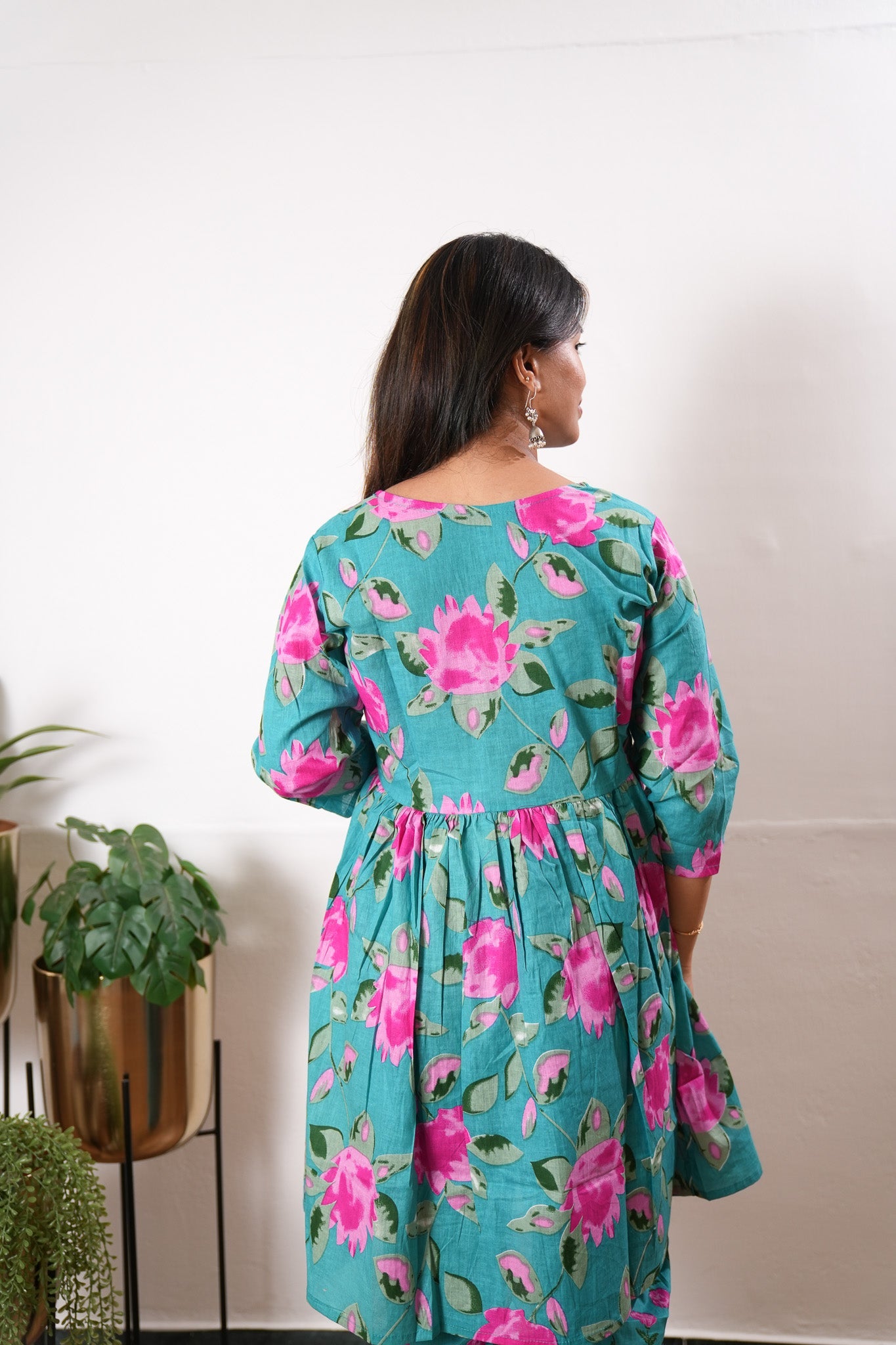 Turquoise Lillies  cotton maternity nursing Comfies