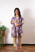Violet geometric cotton maternity nursing comfies