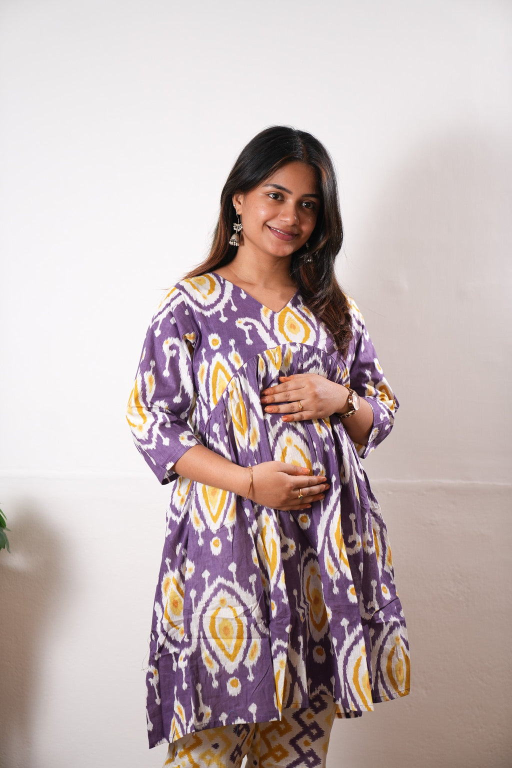 Violet geometric cotton maternity nursing comfies