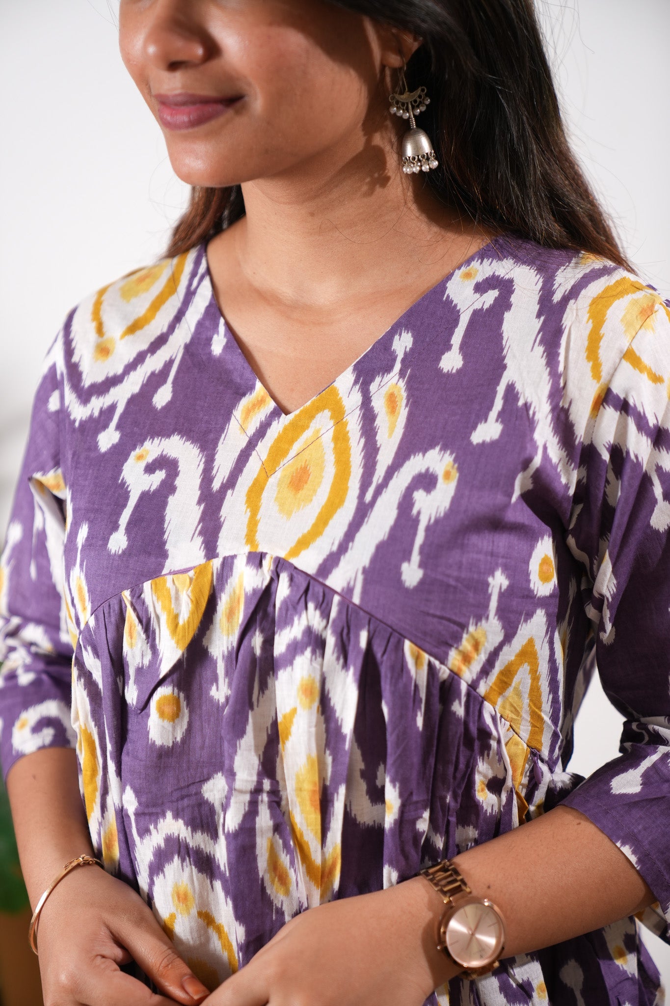 Violet geometric cotton maternity nursing comfies