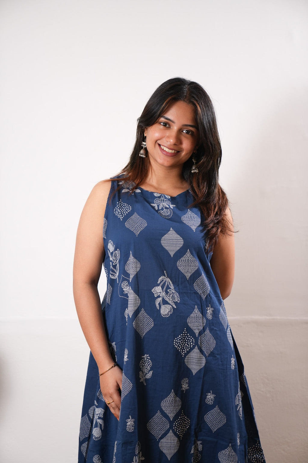 Royal blue butta cotton co-ords set(attached sleeves)