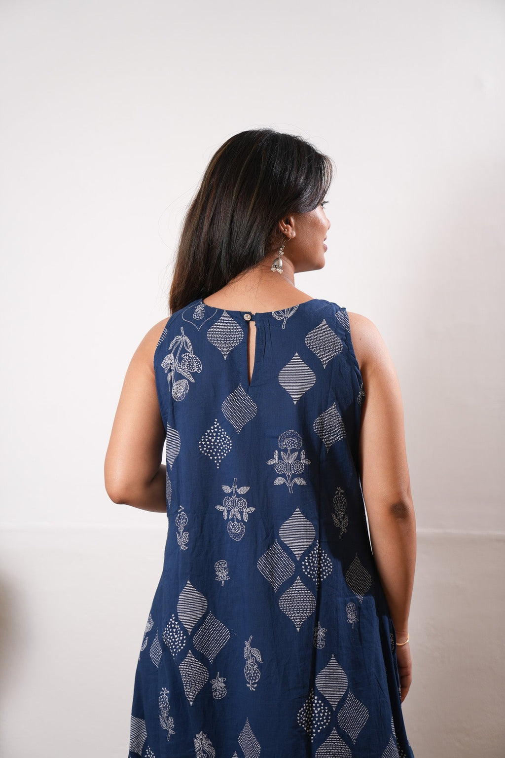 Royal blue butta cotton co-ords set(attached sleeves)