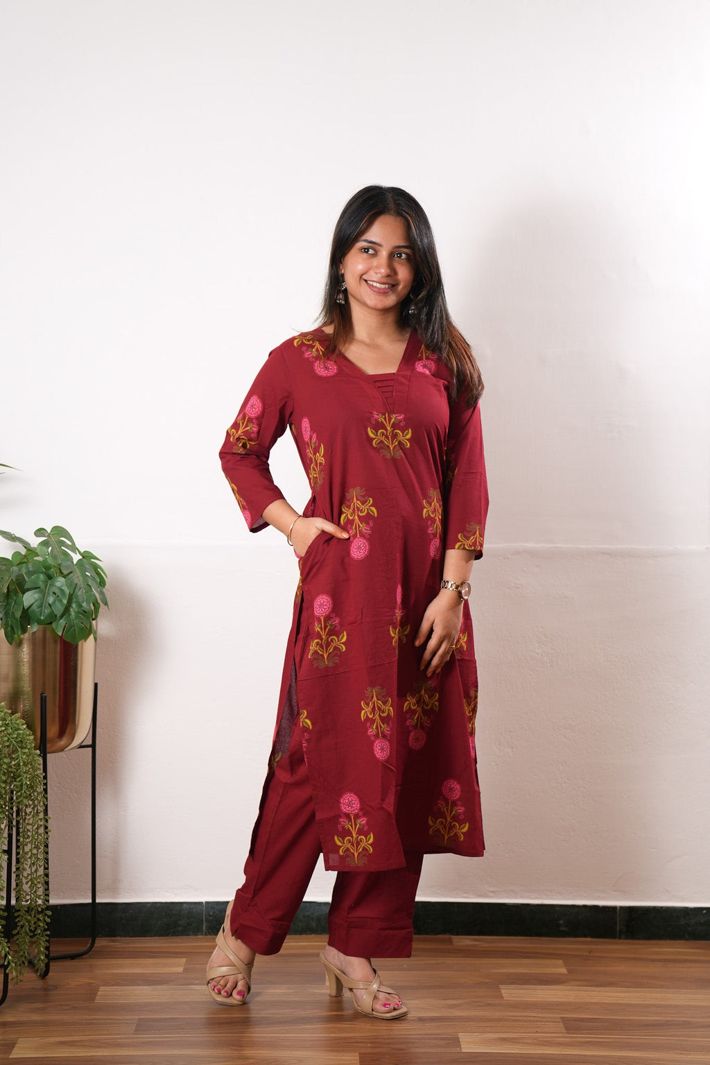 Deep red cotton co-ords set