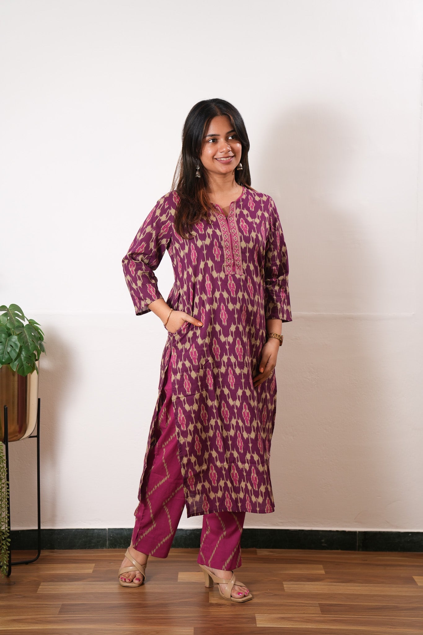 Purple geometric cotton co-ords set