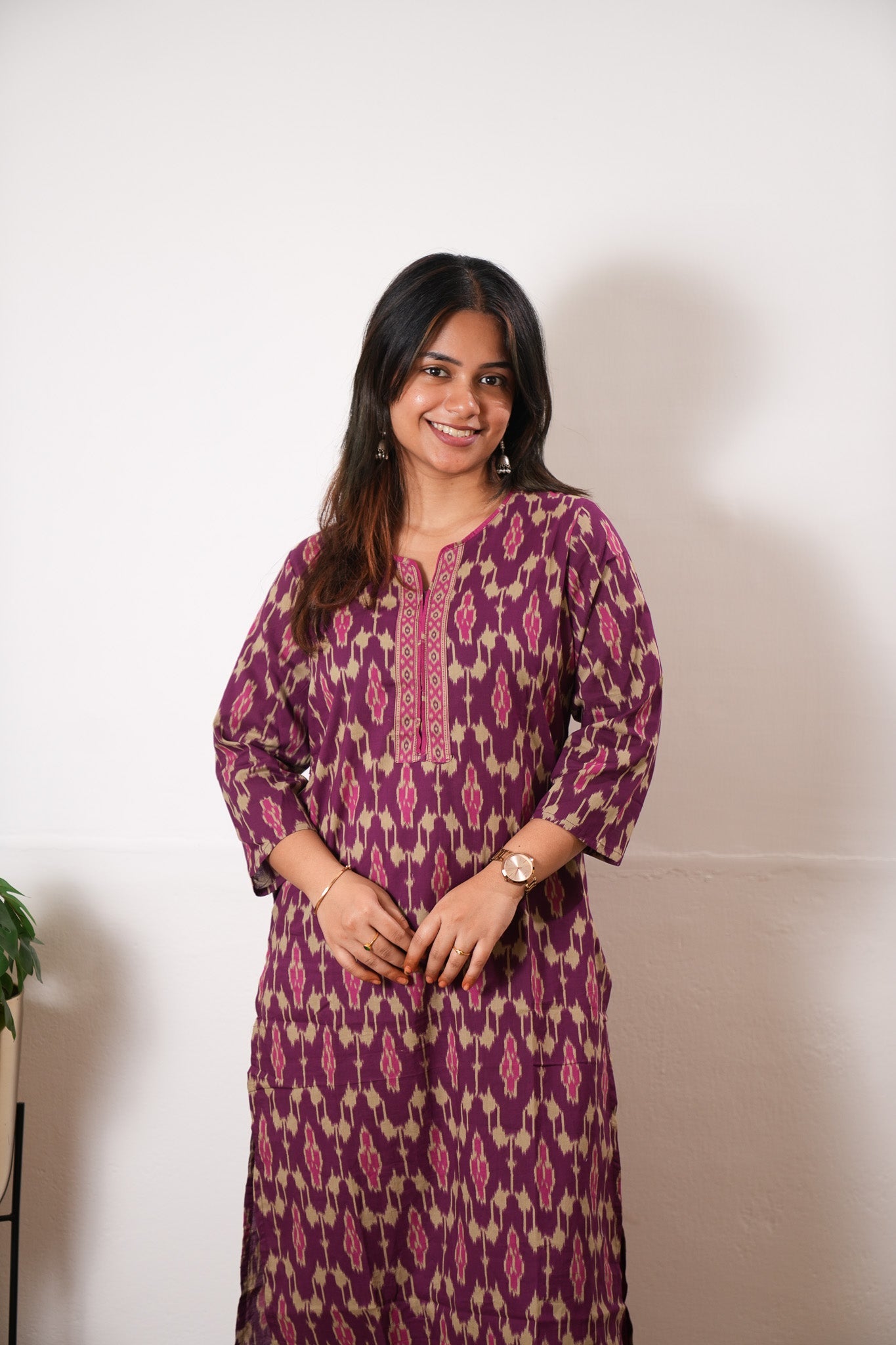 Purple geometric cotton co-ords set