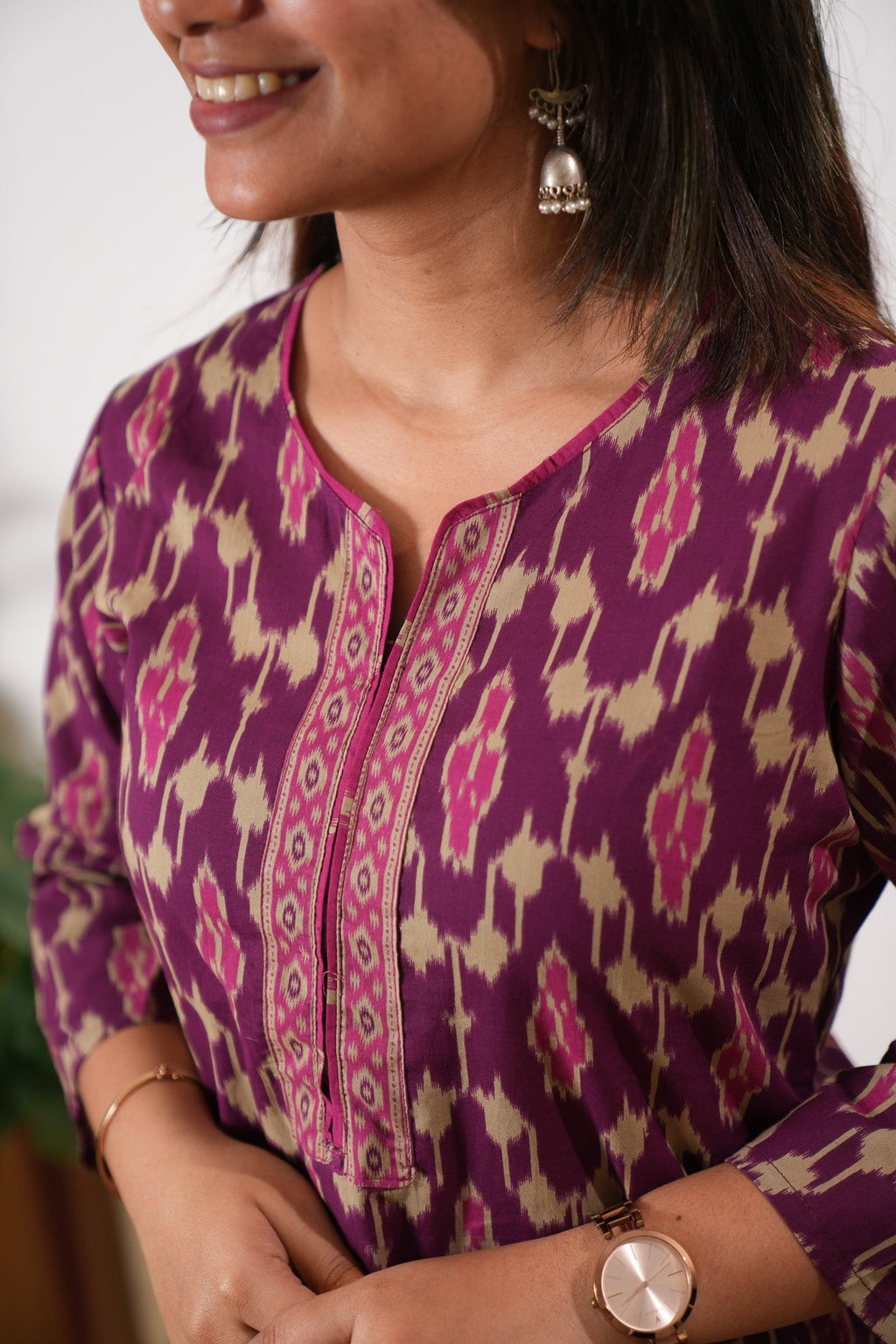 Purple geometric cotton co-ords set