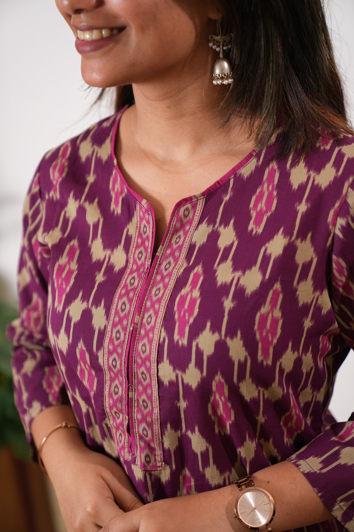 Purple geometric cotton co-ords set