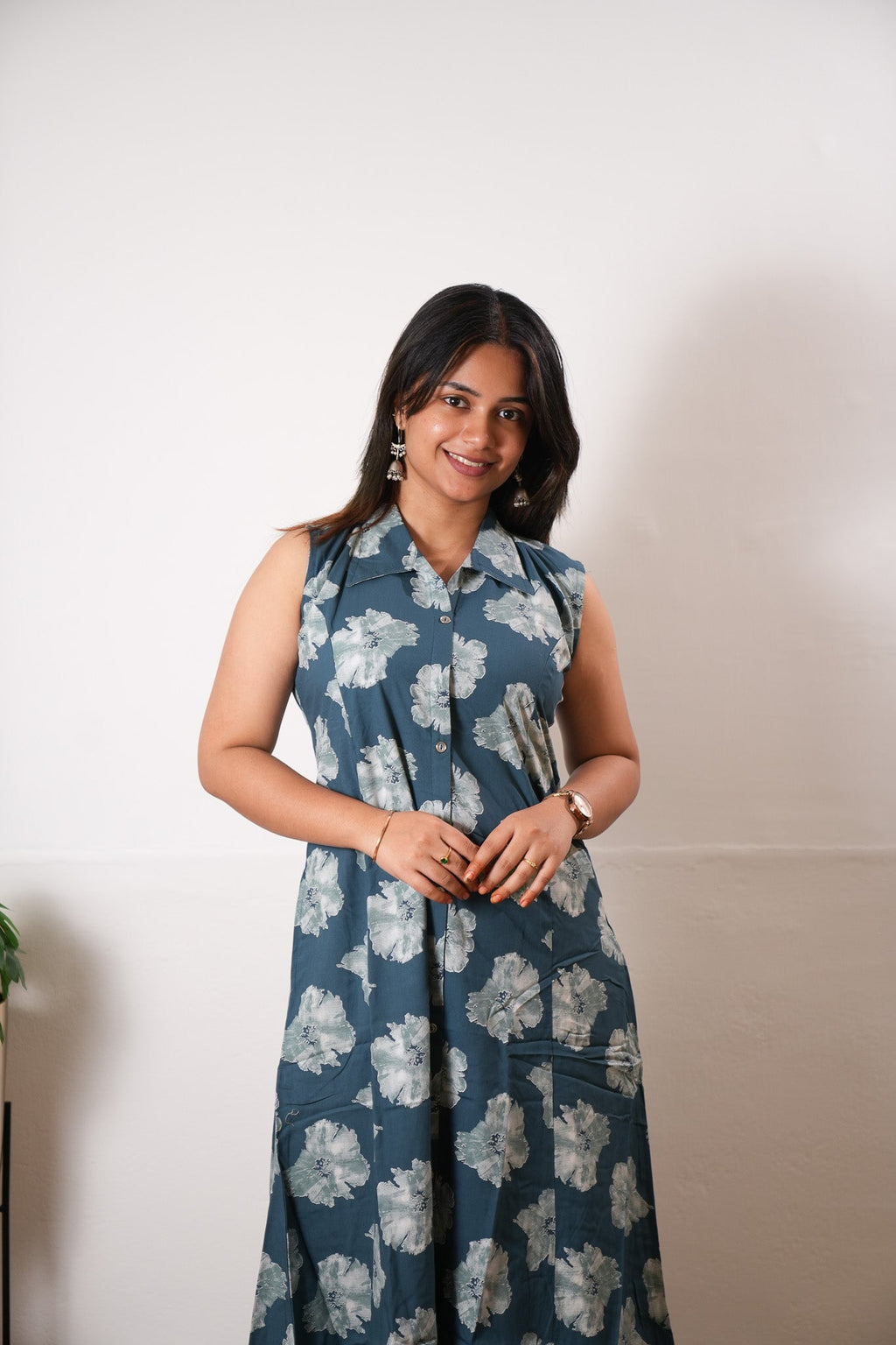 Ocean viscose shirt co-ords set (attached sleeves)