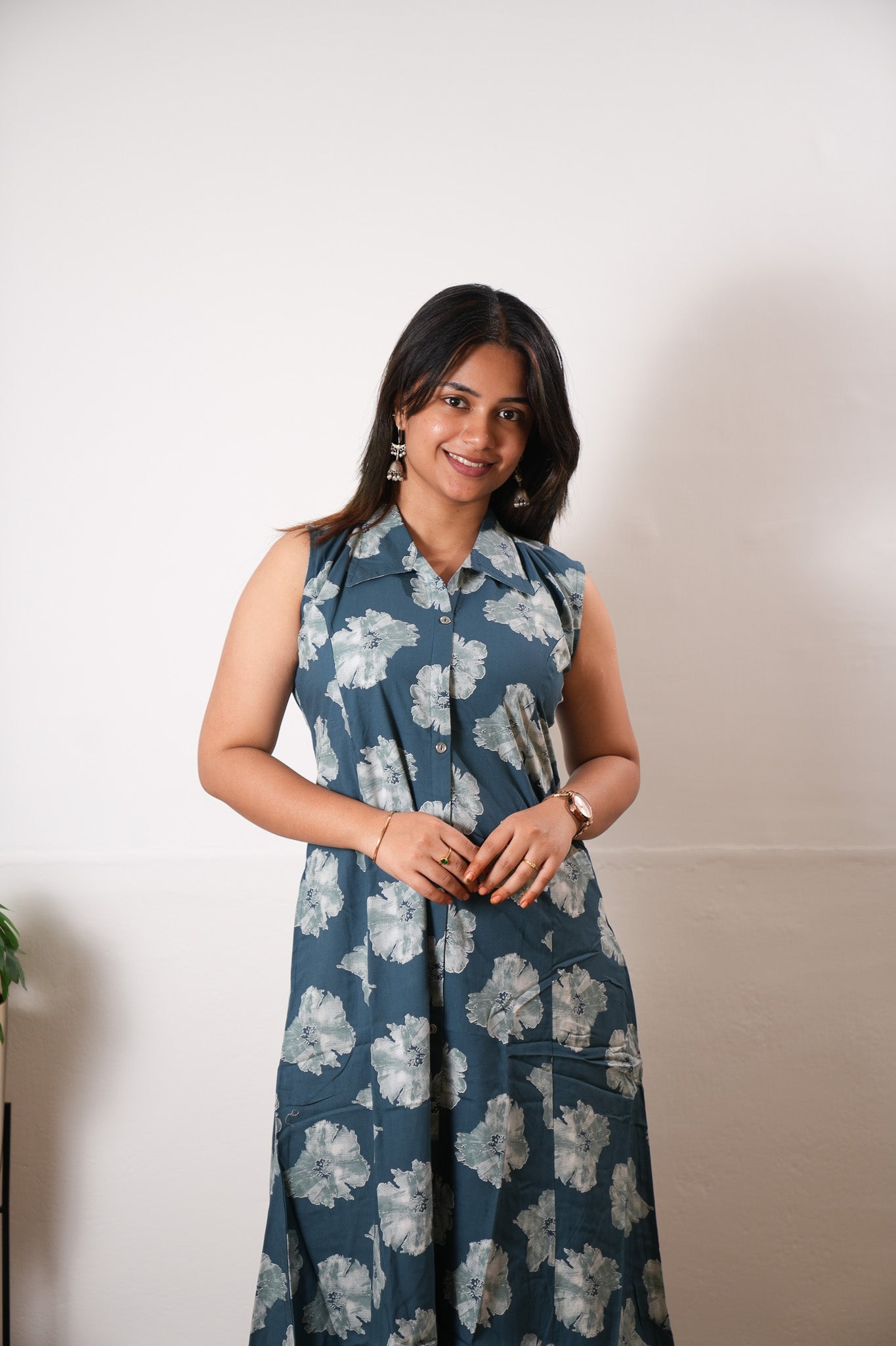 Ocean viscose shirt co-ords set (attached sleeves)