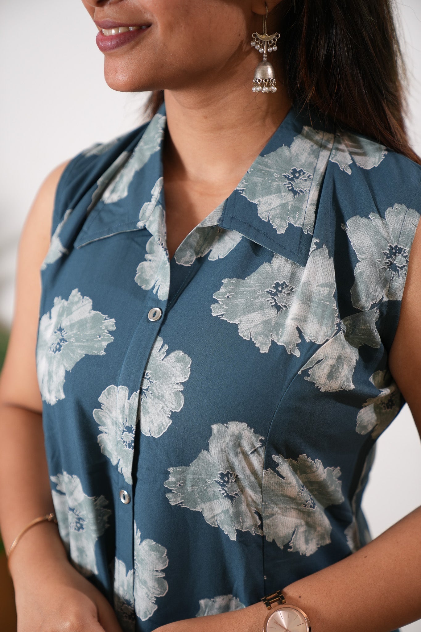 Ocean viscose shirt co-ords set (attached sleeves)