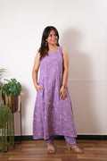 Lavender cotton co-ords set(attached sleeves)
