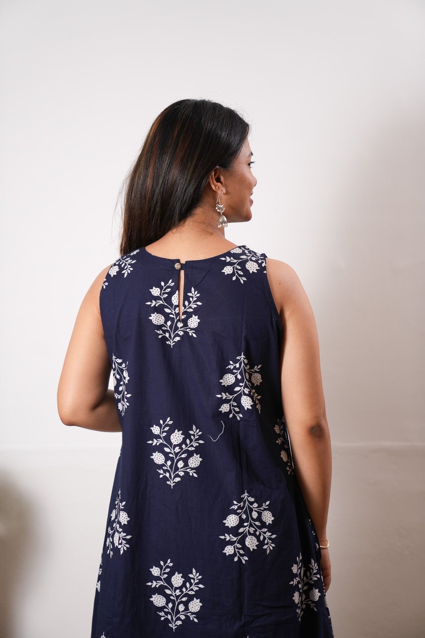 Midnight blue cotton co-ords set(attached sleeves)
