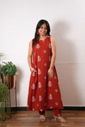 Tangerine cotton co-ords set(attached sleeves)