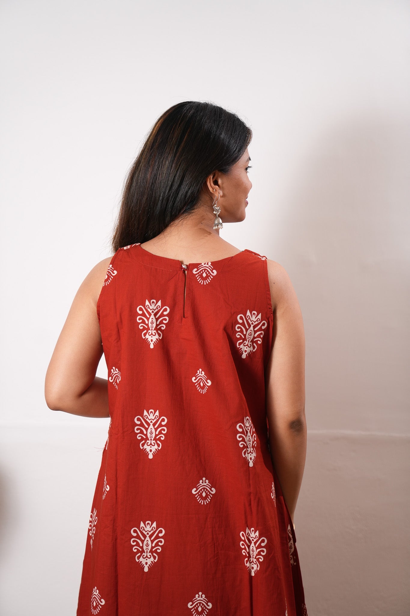 Tangerine cotton co-ords set(attached sleeves)