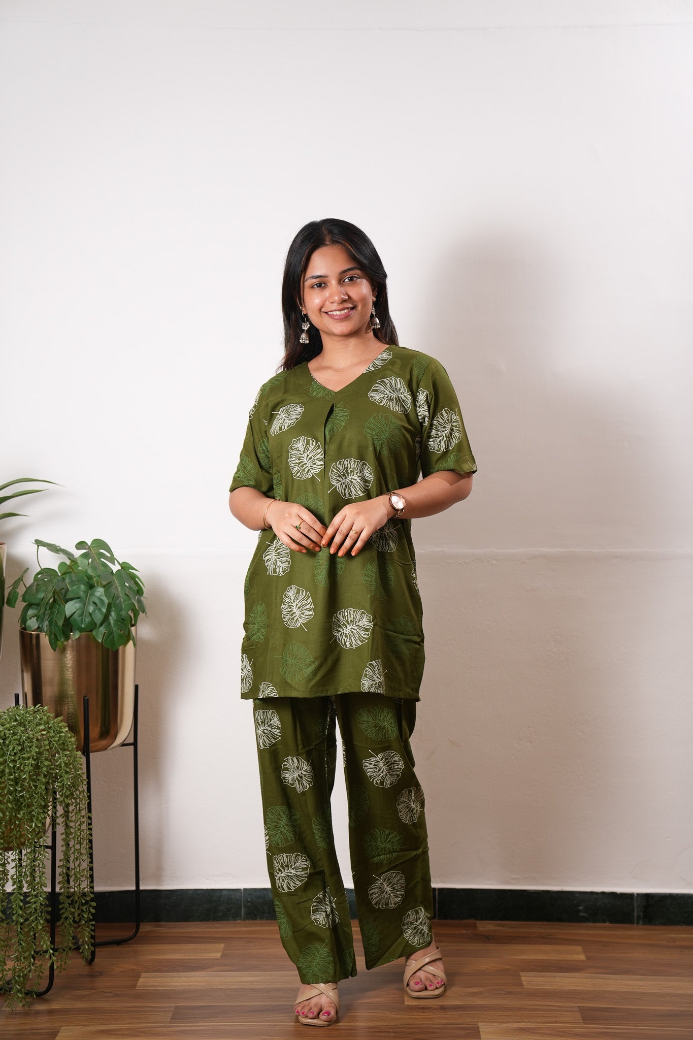 Olive maple cotton lounge sleep wear